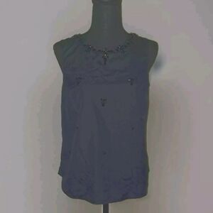 J. Crew Size 6 Sleeveless Black Top Blouse Shirt Beaded Embellishment NWT B24#5